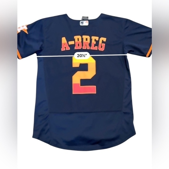 Nike Houston Astros #2 A-Breg Jersey MLB Sz 40 Med Navy/Red/Orange​​ Made USA​ - Picture 6 of 9